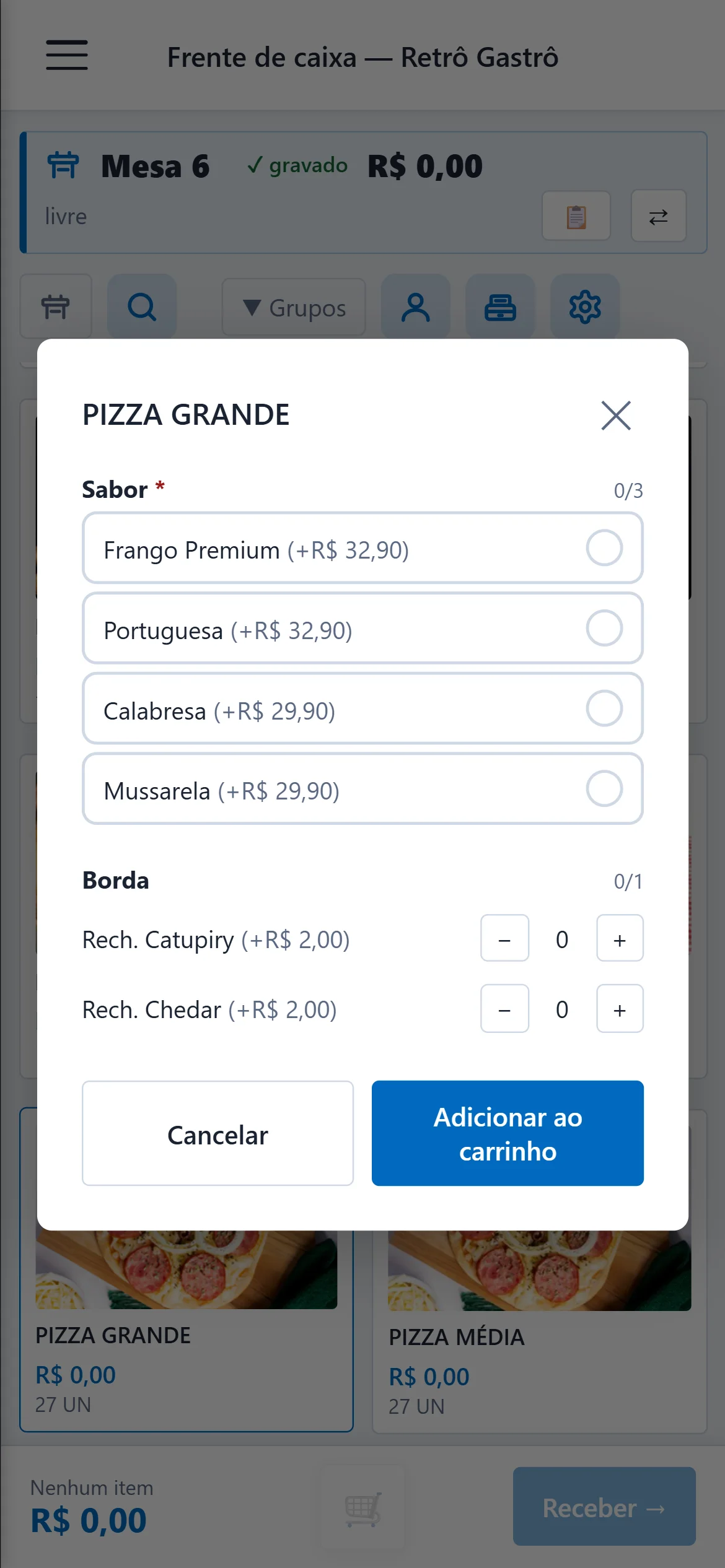 Venda com adicionais no PDV