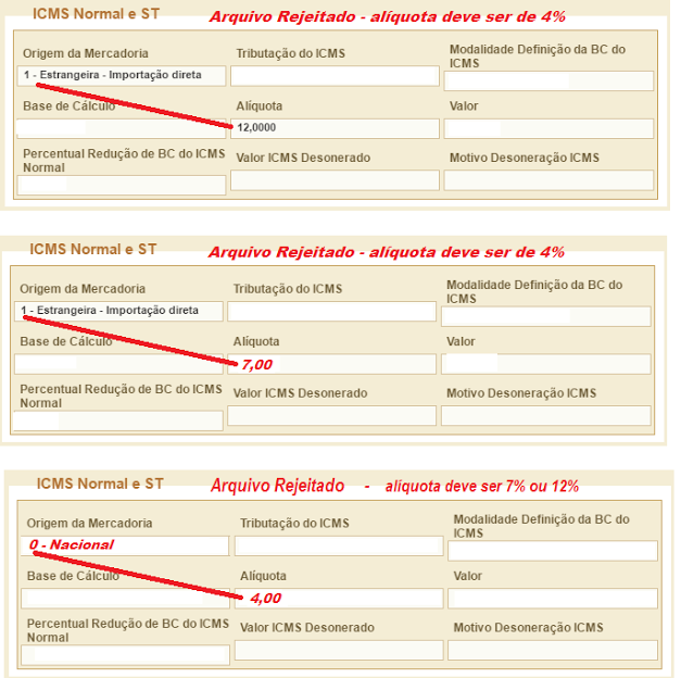 NF-e Rejeitada NF-e - validacao jul-2017 rejeitado